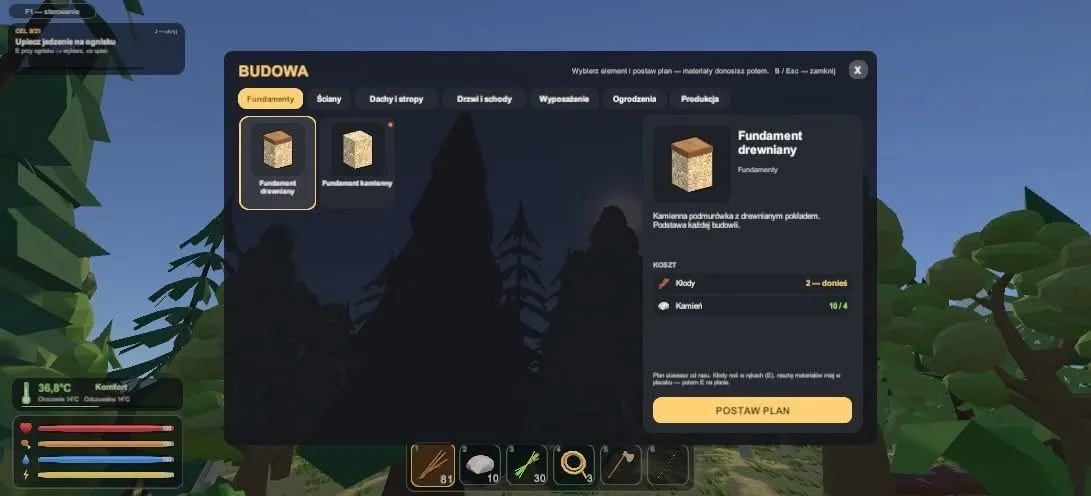 Menu budowy z fundamentem drewnianym